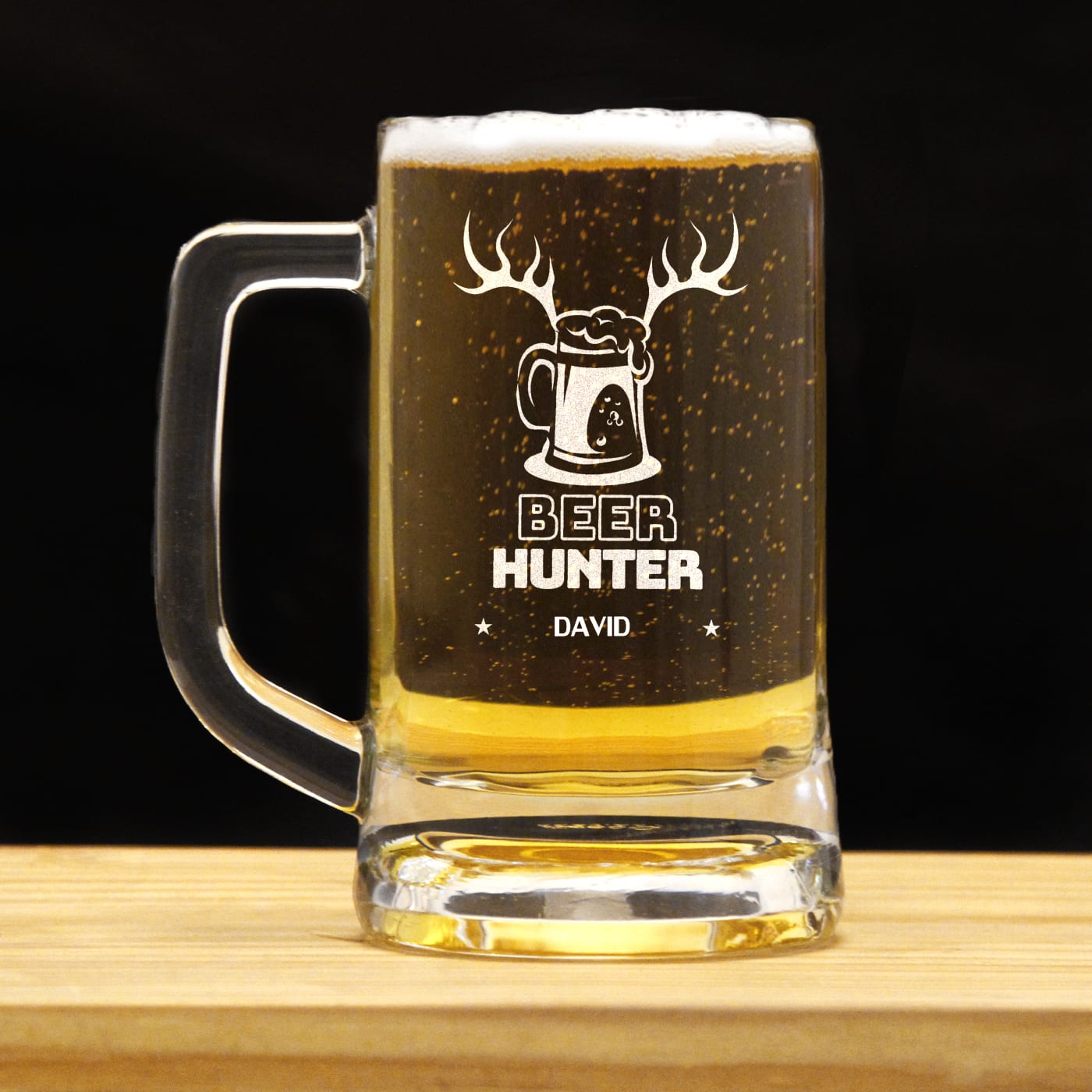 beer hunter personalized beer mug
