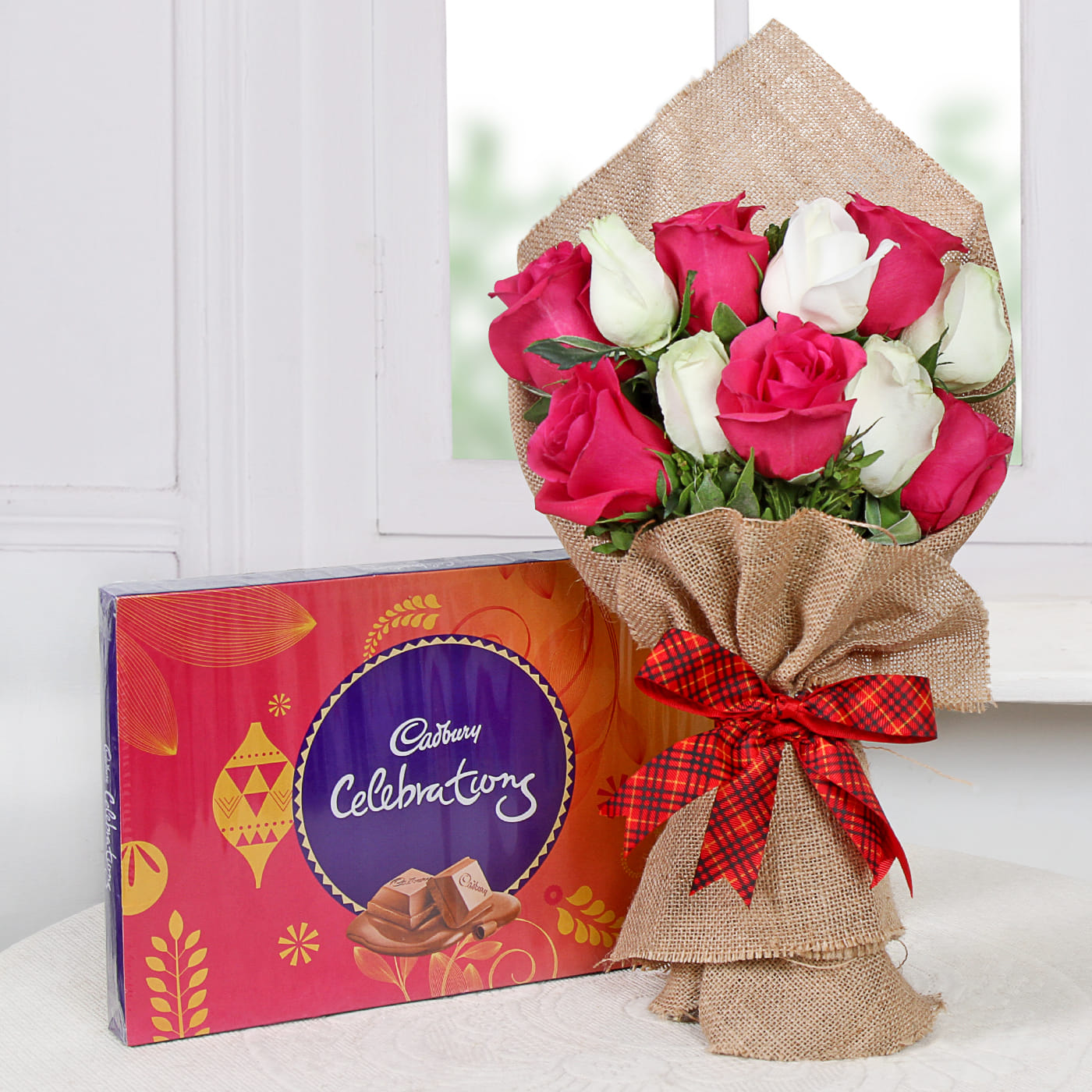 bunch of assorted roses with celebration: order flowers online