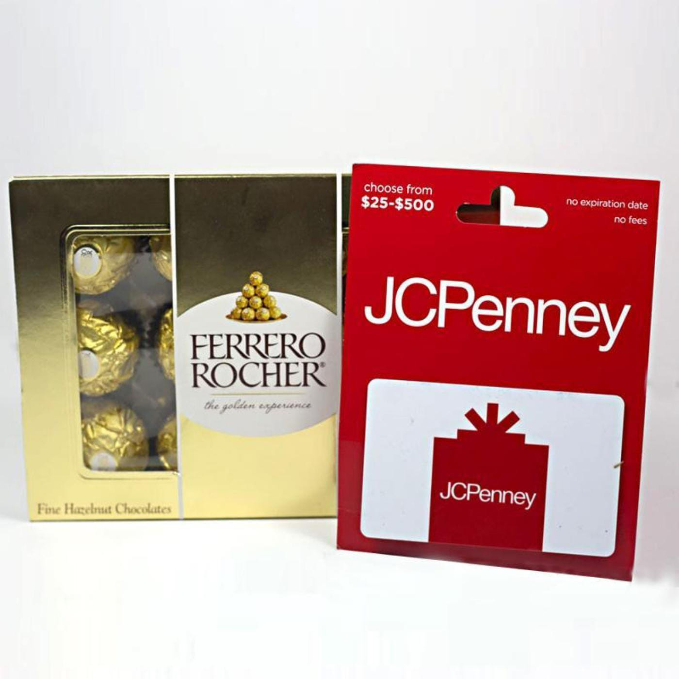 c. penney $ 25 gift card with ferrero rocher box - 12 pcs