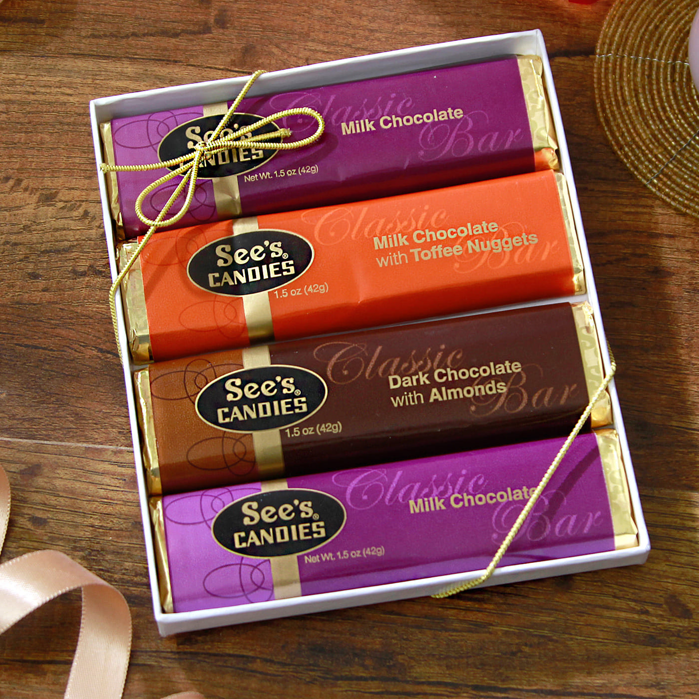 set of 4 sees candies chocolate bars: gift/send gourmet gifts