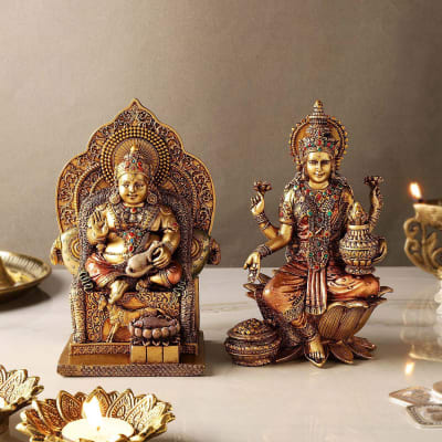 Buy Send Goddess Lakshmi And Lord Kuber Sitting Idols Online IGP