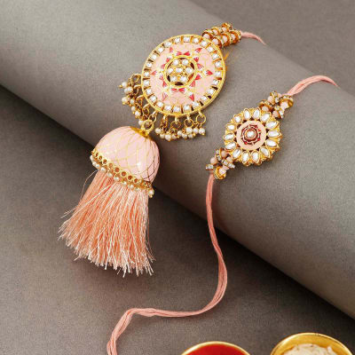 Buy Send Grand Kundan Meena Bhaiya Bhabhi Rakhi Online Igp J