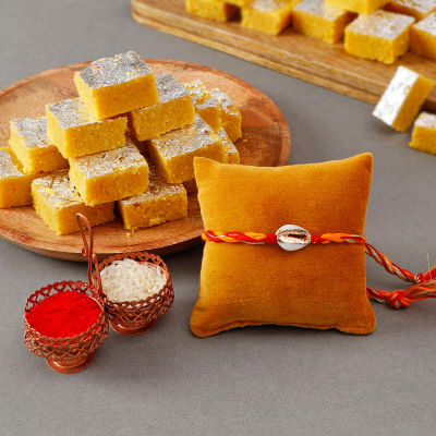 Buy Send Seashell Moli Rakhi With Moong Dal Barfi Online Igp J