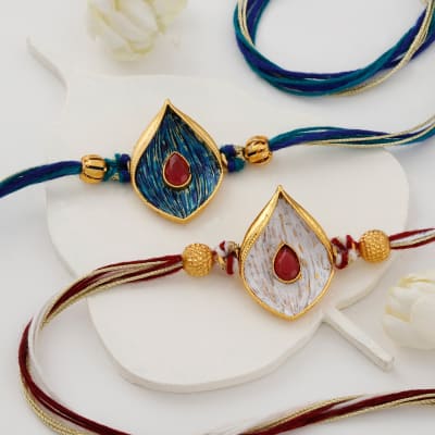 Buy Send Traditional Meena Work Tilak Rakhi Set Of 2 Online IGP