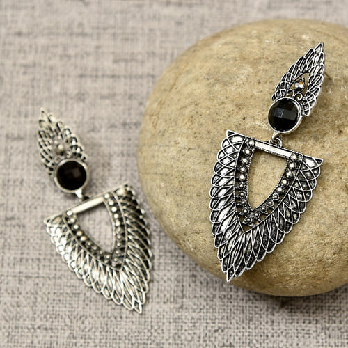 Designer Silver Oxidised Earrings: Gift 