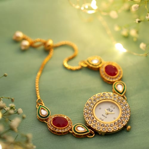 Designer Watch with Rubi and CZ Stones: Gift/Send Fashion and Lifestyle  Gifts Online J11072176 |IGP.com