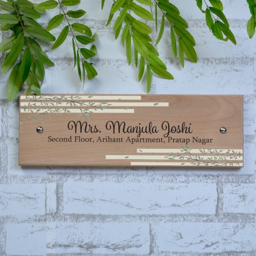 Leaves Design Wooden Name Plate Gift Send Home And Living Gifts Online L Igp Com