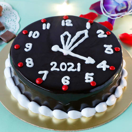 New Year Watch Chocolate Truffle Cake Half Kg Gift Send New Year Gifts Online Hd1123538 Igp Com