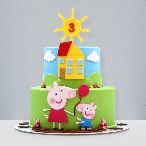 Peppa Pig 2 Tier Fondant Cake 5 Kg Gift Send Single Pages Gifts Online Hd Igp Com