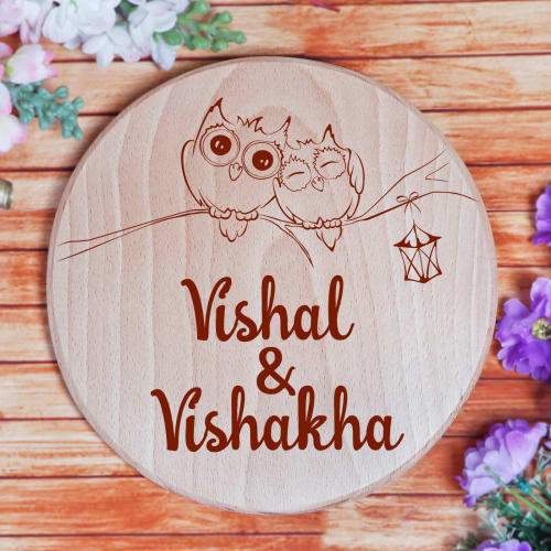 Personalized Cute Owls Wooden Name Plate Gift Send Home And Living Gifts Online M Igp Com