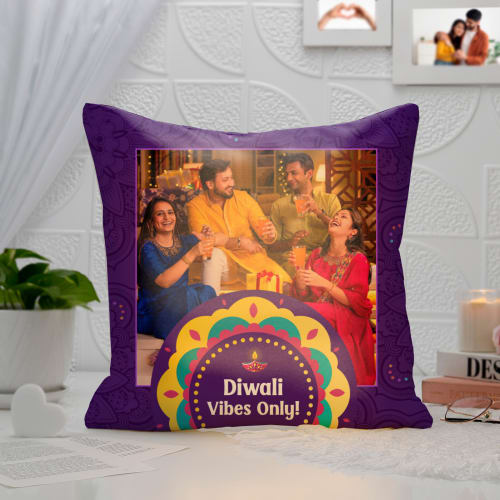 Personalized Diwali Vibes Only LED Cushion