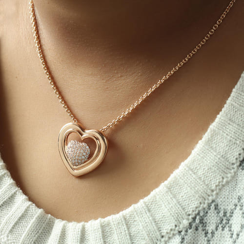 Rose Gold Finish Pendant Necklace 