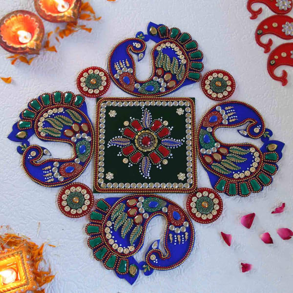 Beautiful Peacock Designed Fiber Rangoli