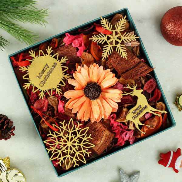Christmas Ornaments & Dry Flowers in Gift Box