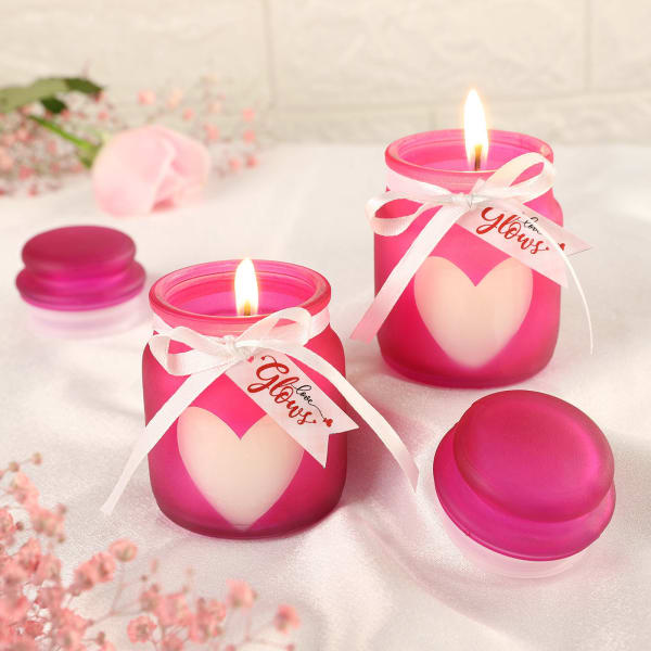 Fragrant Candles in Airtight Containers - Pink (set of 2)