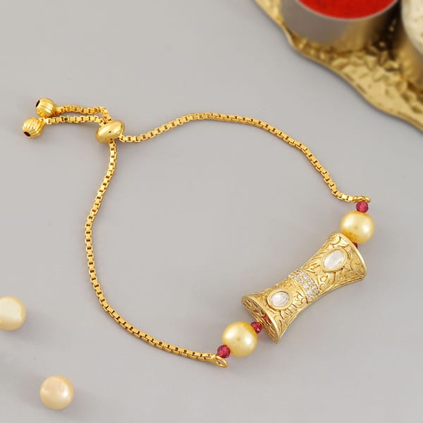 Gold Plated Damru Bracelet Rakhi