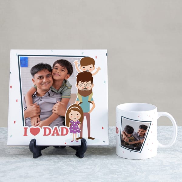 I Love Dad Personalized Tile & Mug