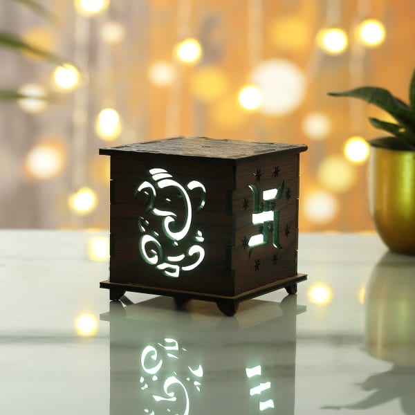 Lord Ganesha Carved Designer LED Lamp