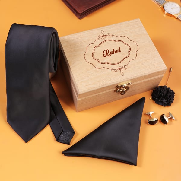 Men's Accessory Set in Personalized Box - Black