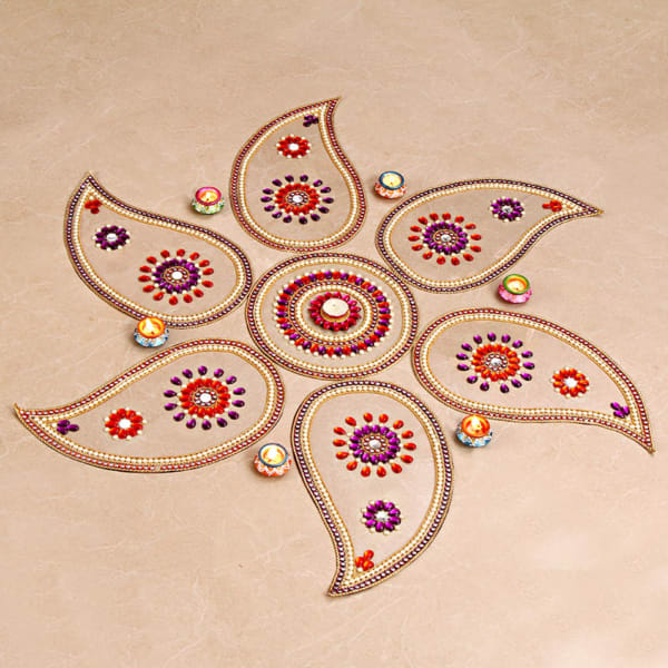 Paisley Designed Kundan Work Rangoli