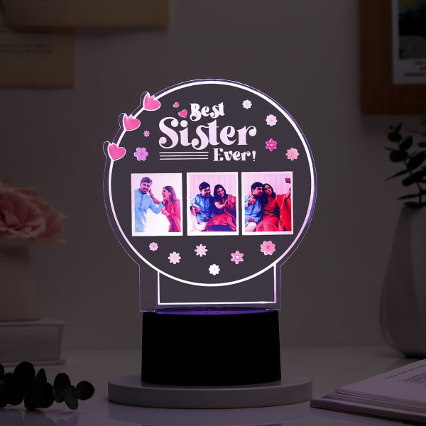 Personalized Best Sister Ever Black Base LED Lamp