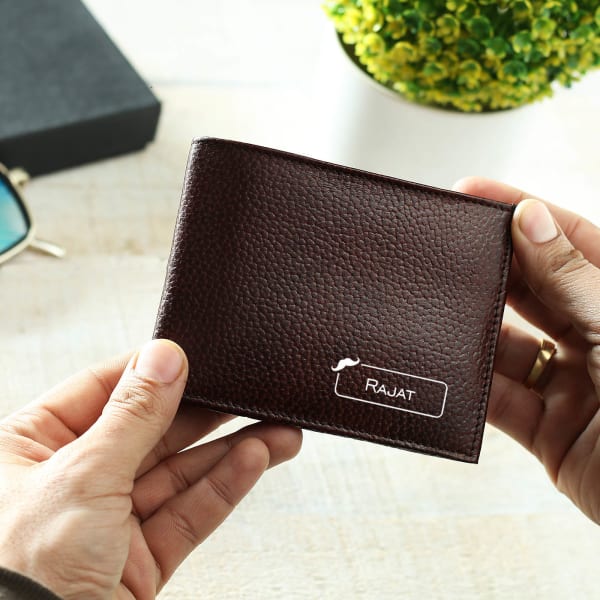 Personalized Dark Brown Leather Wallet for Men