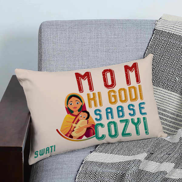 Personalized Mom Ki Godi Sabse Cozy Cushion