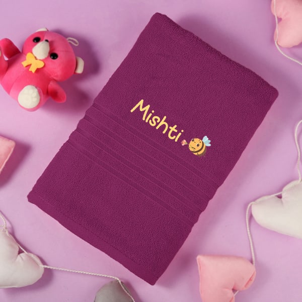 Personalized Pink Bath Towel for Kids