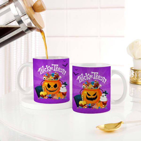 Personalized Trick Or Treat Ceramic Mug - Set Of 2