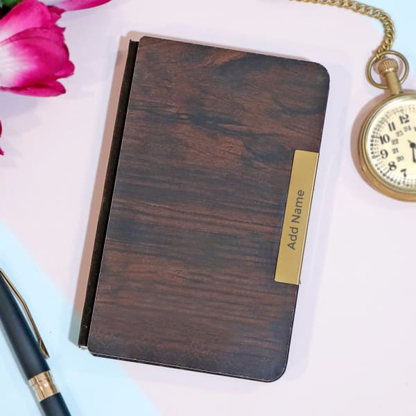 Pocket Notebook with Wooden Cover - Customize With Name
