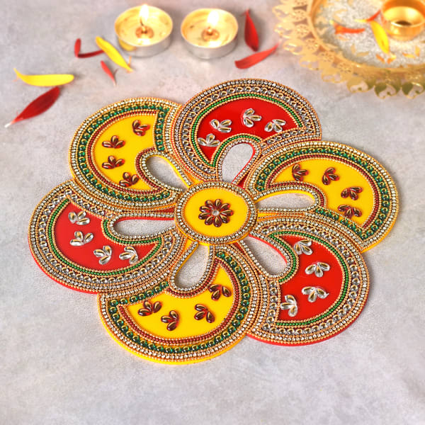 Rangoli Design in Red & Yellow