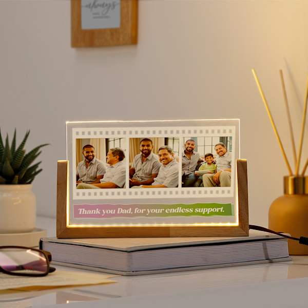 Timeless Moments Personalized Father's Day Wooden LED Frame