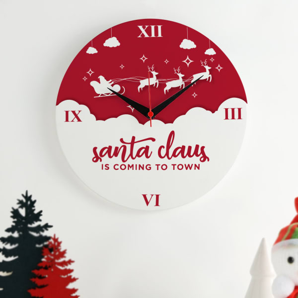 Xmas Santa Wooden Wall Clock