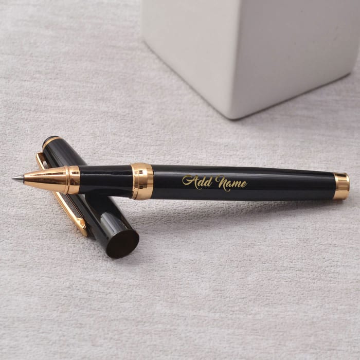 Black And Gold Personalized Rollerball Pen