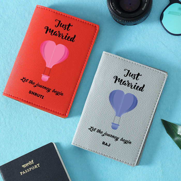 Just Married Personalized Passport Covers - Set of Two