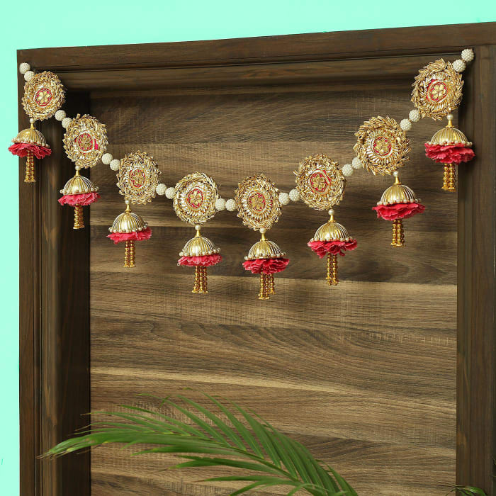 Pearl & Artificial Carnations Traditional Toran