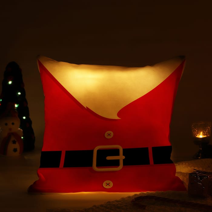 Santa's Belly LED Satin Cushion