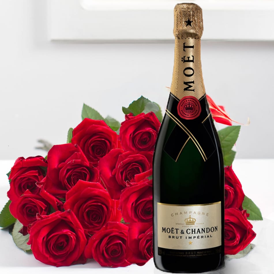 Buy/Send 15 red roses and Moet and Chandon champagne Online | IGP |  ID1056193