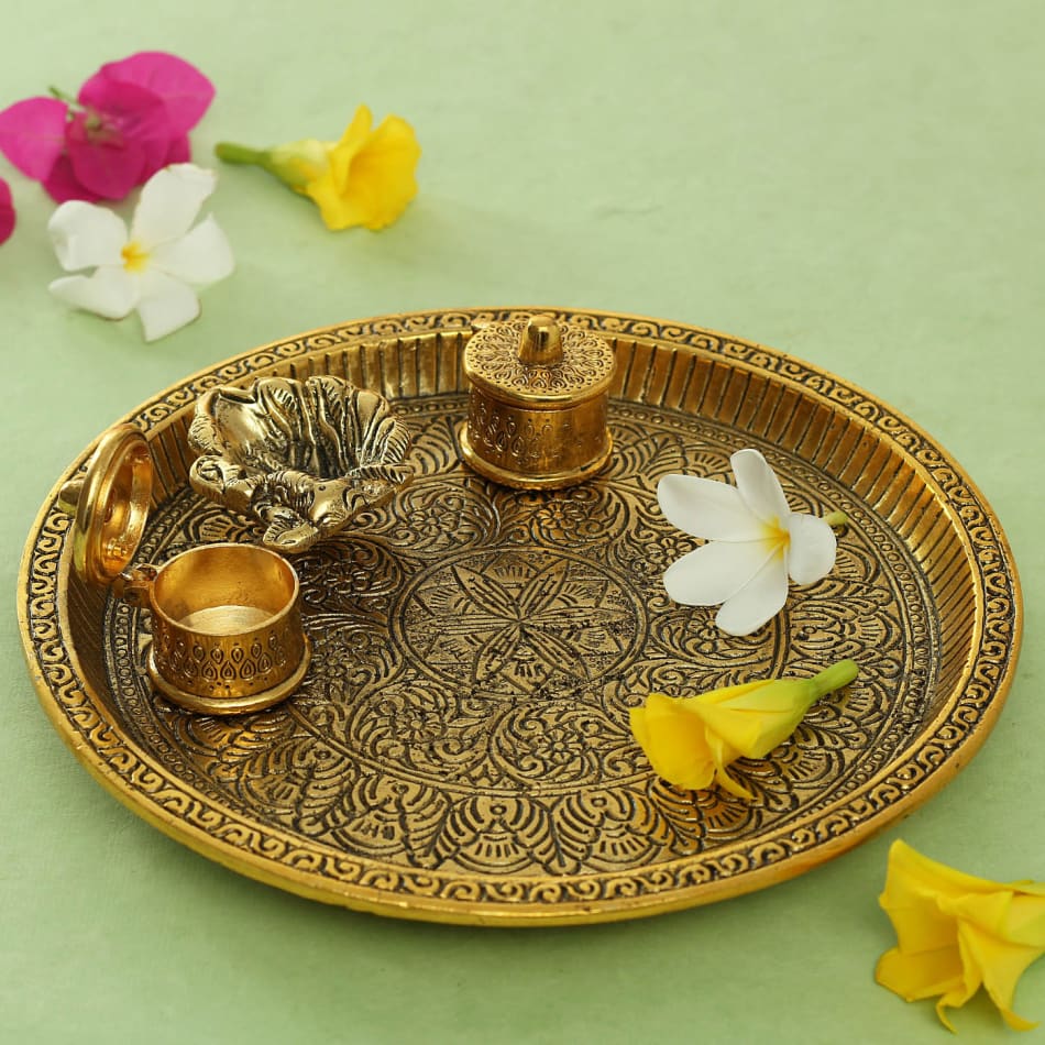 Brass Pooja Thali – Royal Entice