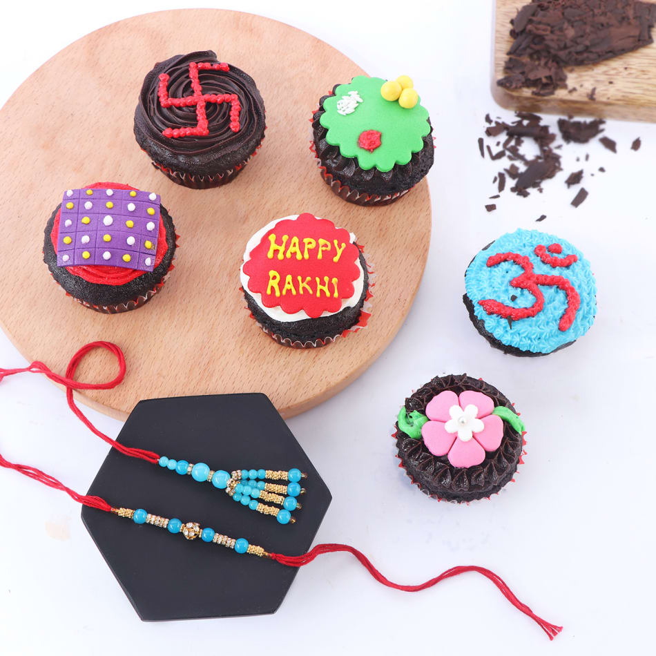 Bhaiya Bhabhi Rakhi With Happy Rakhi Cupcakes: Gift/Send Rakhi ...