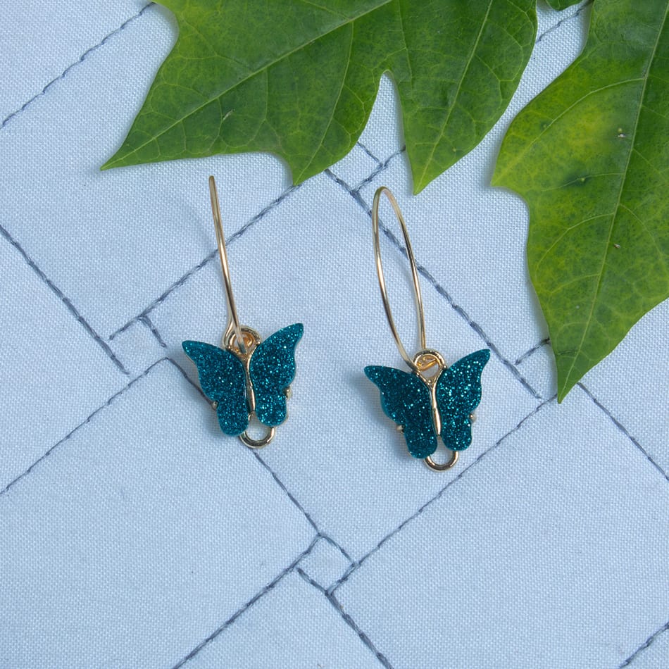 Charming Dark Green Butterfly Earrings