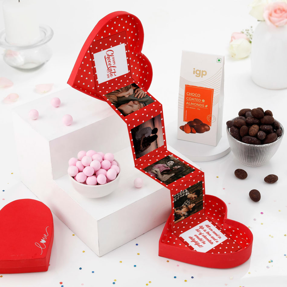 Chocolate Day Personalized Heart Pop Up Valentine Box With Treats ...