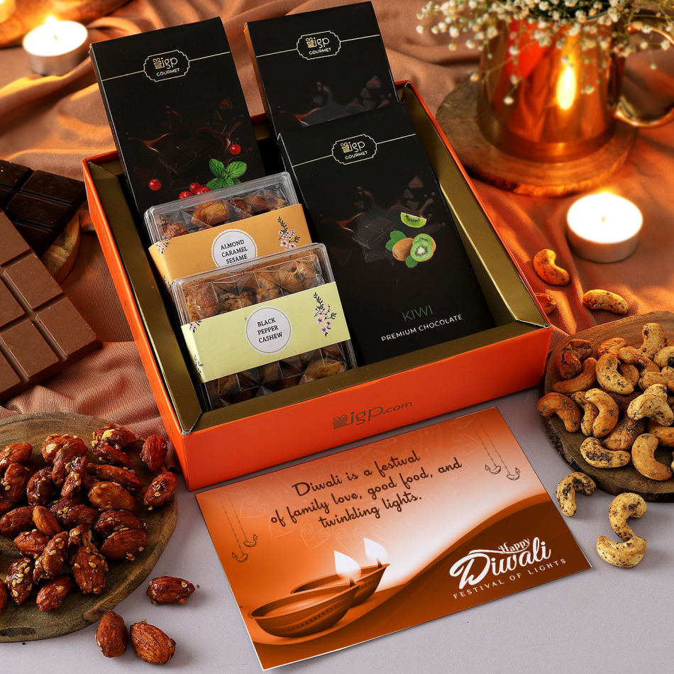 Chocolates And Flavoured Dry Fruits Hamper: Gift/Send Diwali Gifts Online  J11148765 |IGP.com