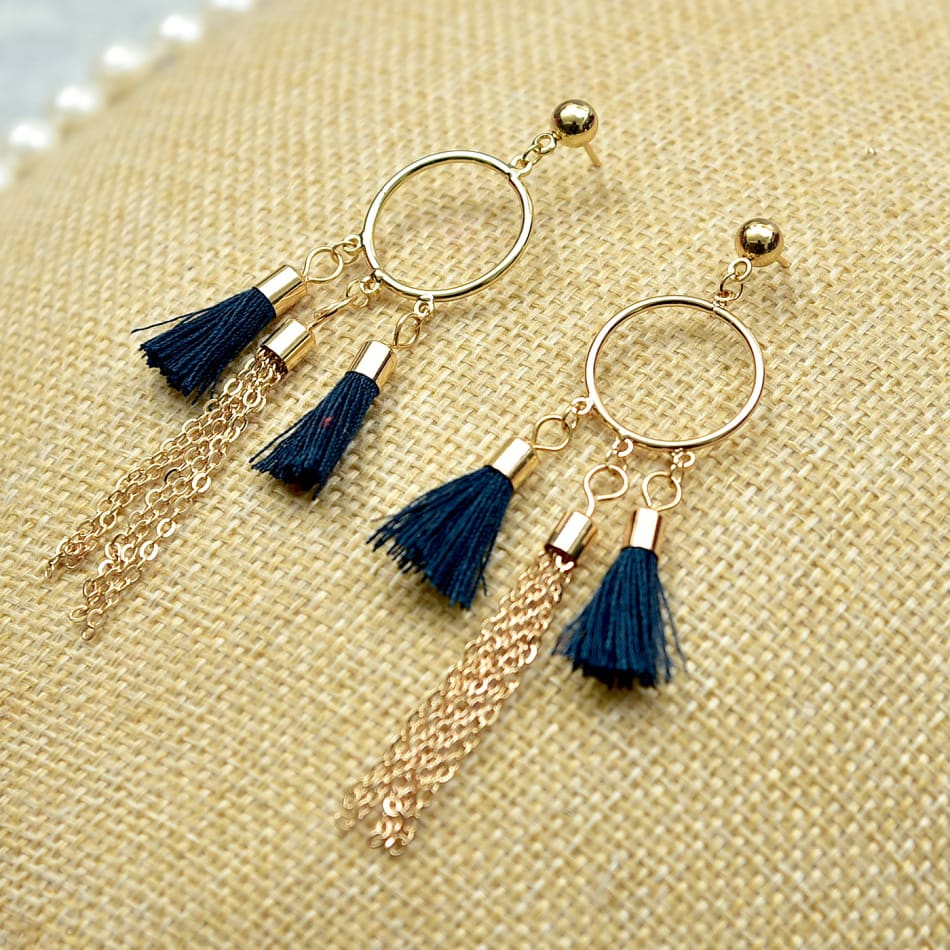 Classy Blue Tassel Dangling Earrings: Gift/Send Jewellery Gifts Online  L11081829 |IGP.com