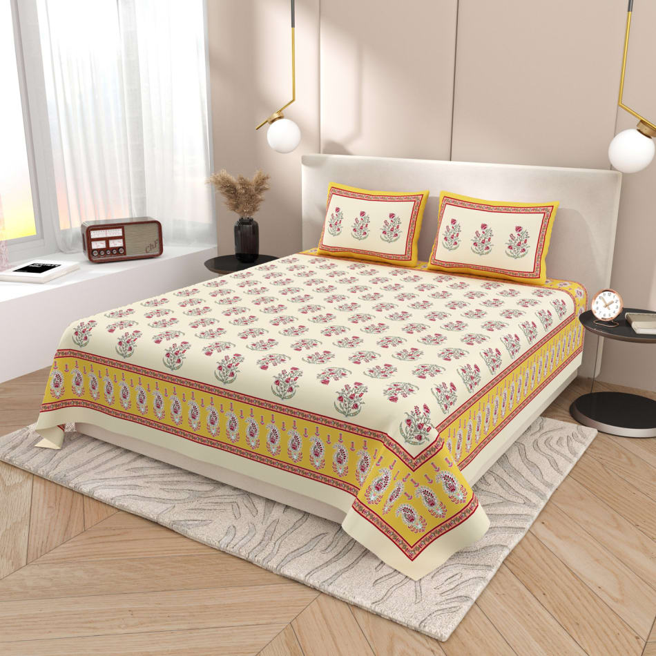 Buy/Send Cream Caress Super King Bedsheet With Pillow Covers