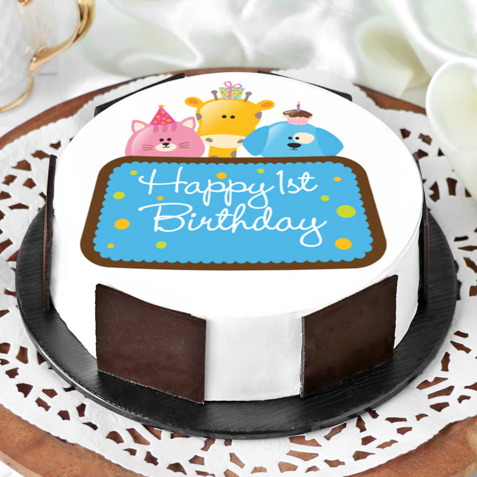 Order Cute Animals First Birthday Cake for Boy 1 Kg Online at Best ...