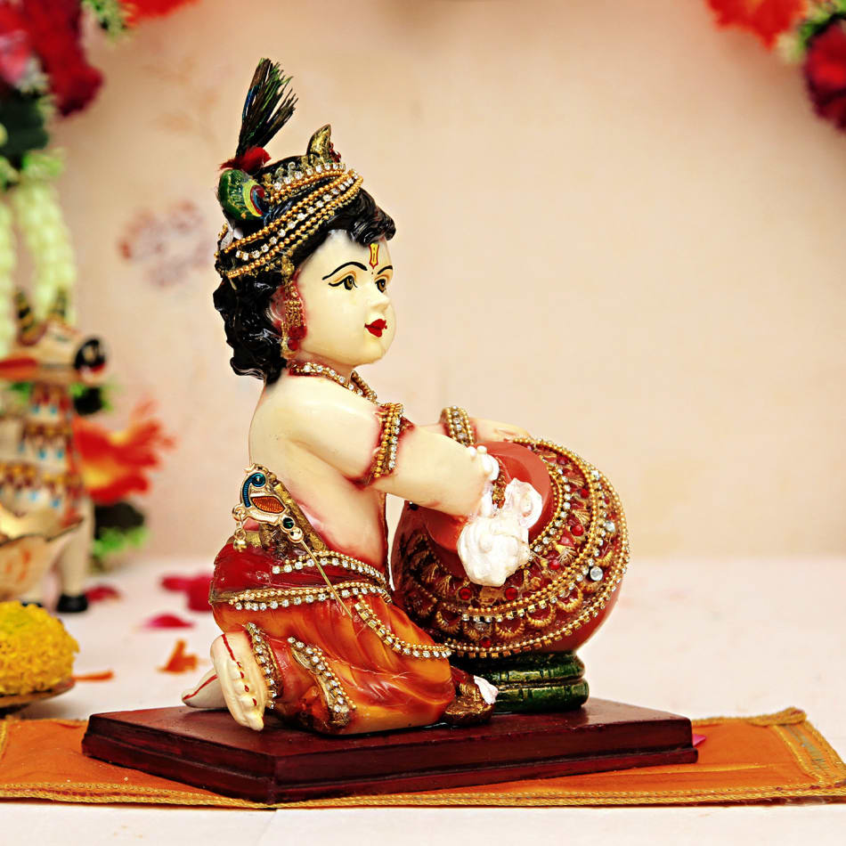 Cute Lord Krishna with Matki Idol: Gift/Send Home and Living Gifts ...