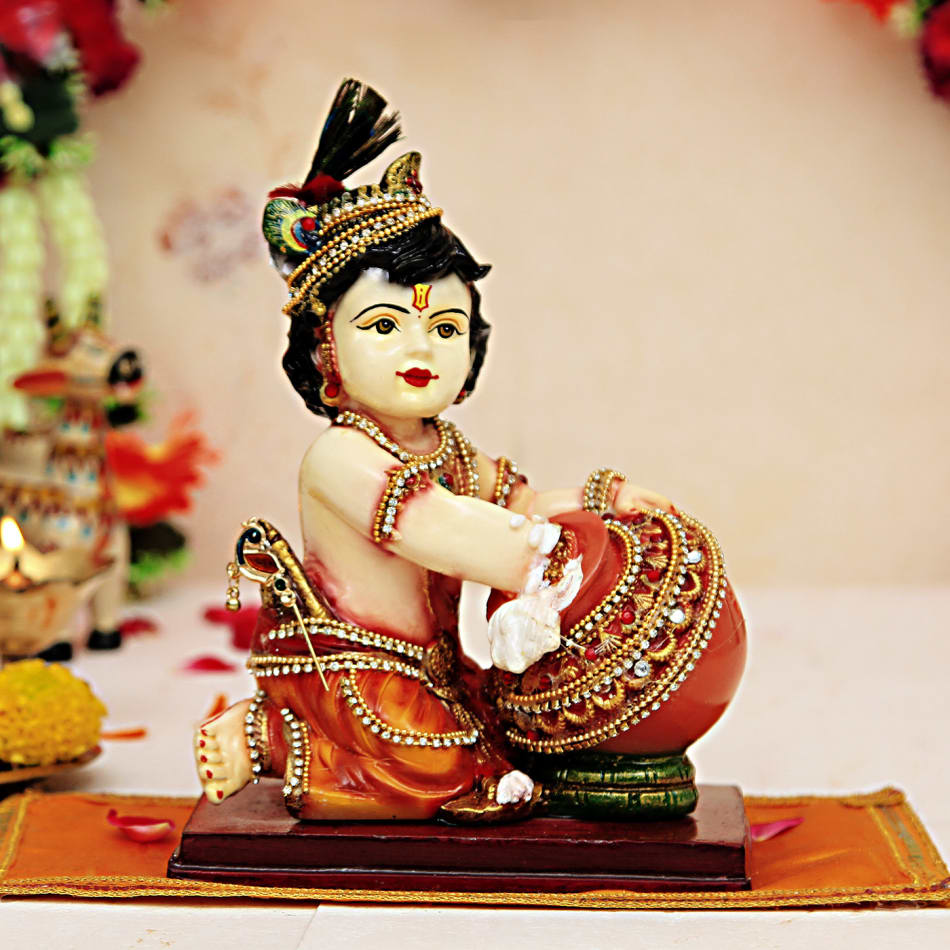 Cute Lord Krishna with Matki Idol: Gift/Send Home and Living Gifts ...
