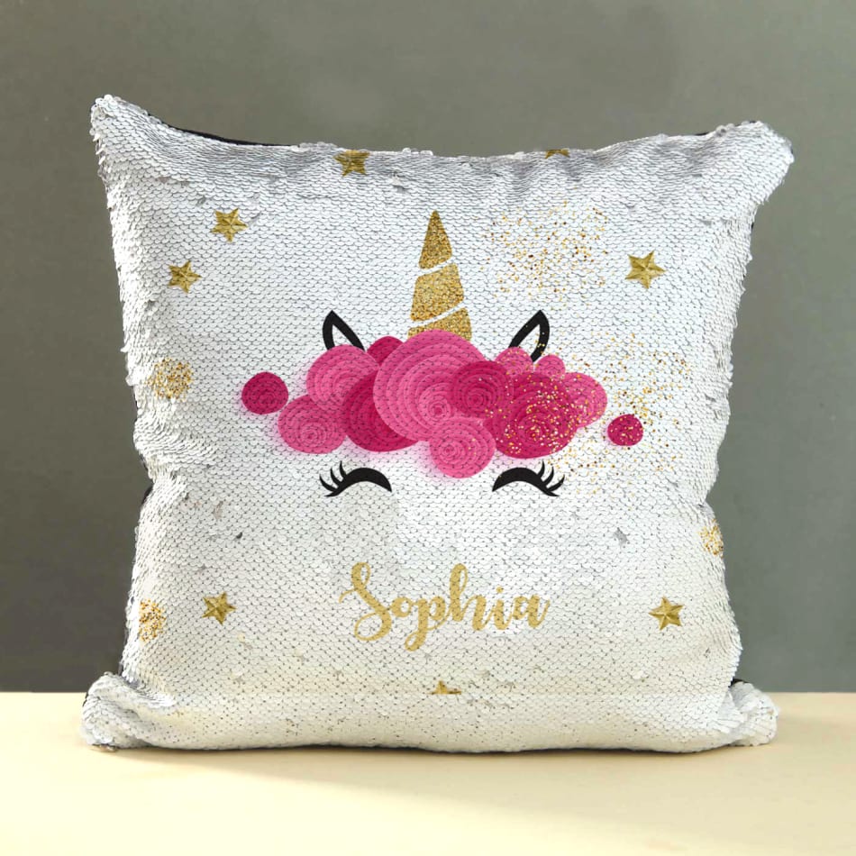 Personalised sequin cheap unicorn cushion