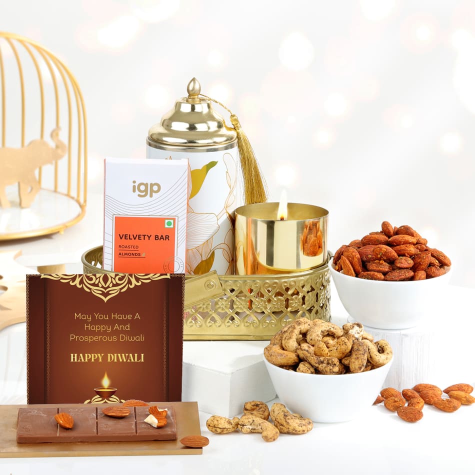 Send Dry Fruits with Chocolate Diwali Corporate Gift Hamper Online -  DW22-108995 | Giftalove
